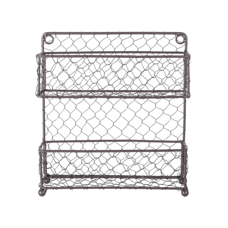 DII 4 Tier Chicken Wire Spice Rack - 2 Tier - Rustic