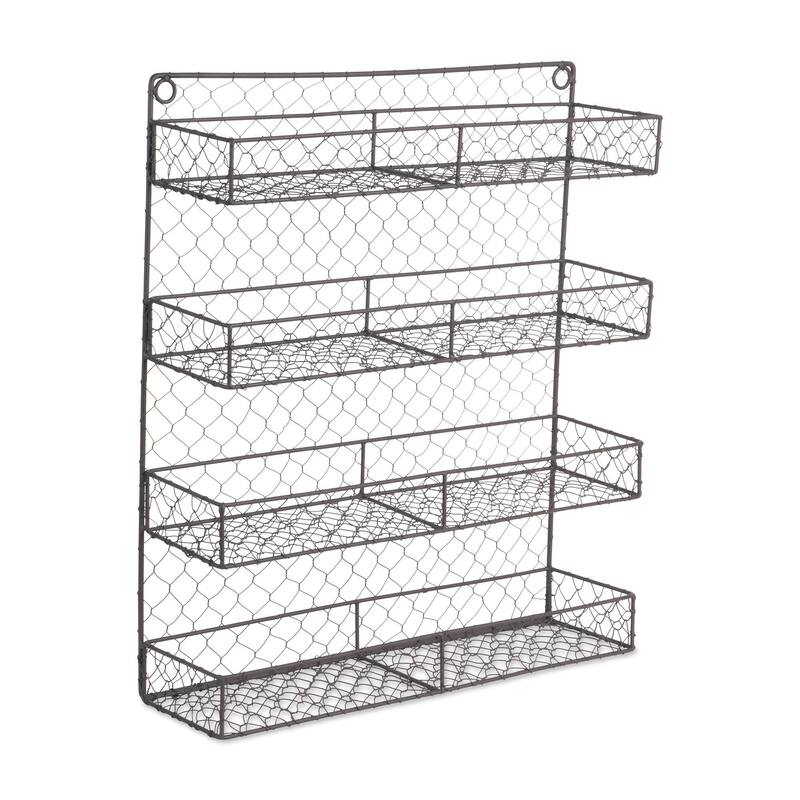 DII 4 Tier Chicken Wire Spice Rack - Double Wide - 4 Tier - Rustic