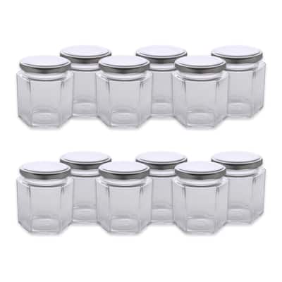 DII(Set of 12) Hexagon Jars With Silver Lids