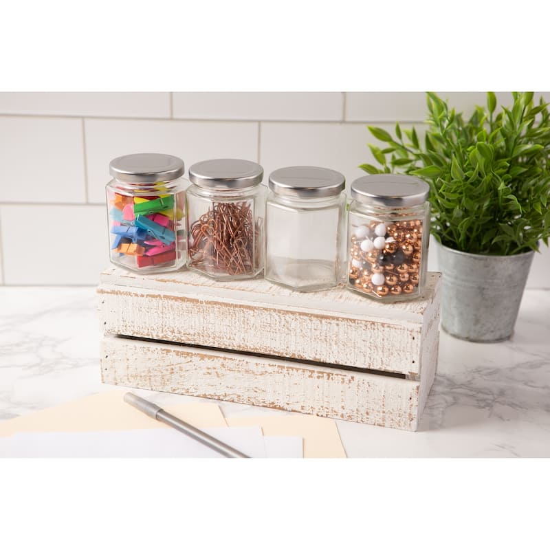 DII(Set of 12) Hexagon Jars With Silver Lids