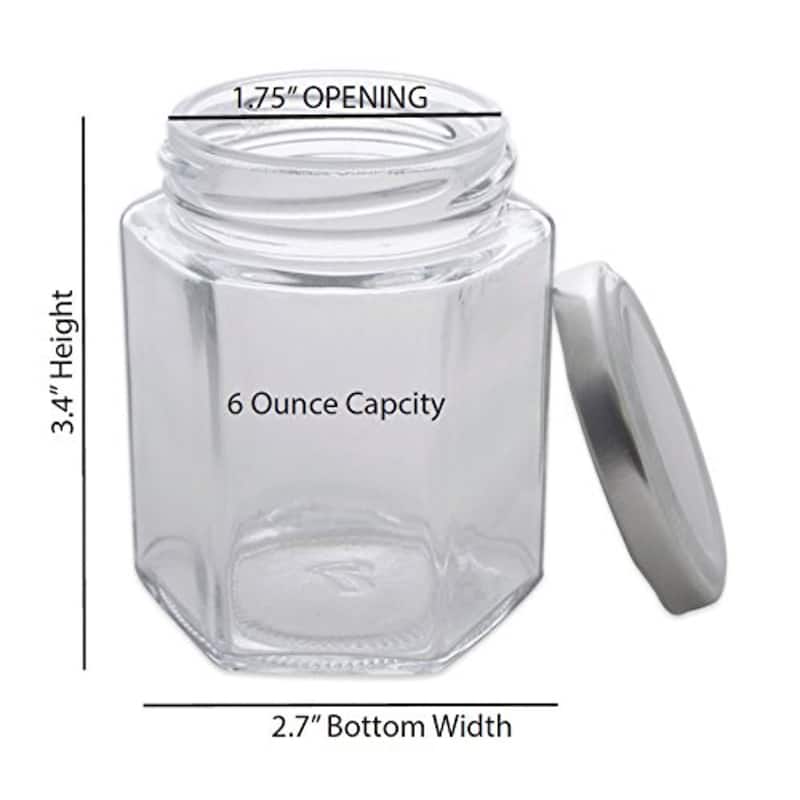 DII(Set of 12) Hexagon Jars With Silver Lids