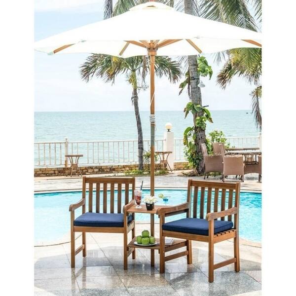 Shop Honey And Bee Acacia Double Chair Table Center With Umbrella