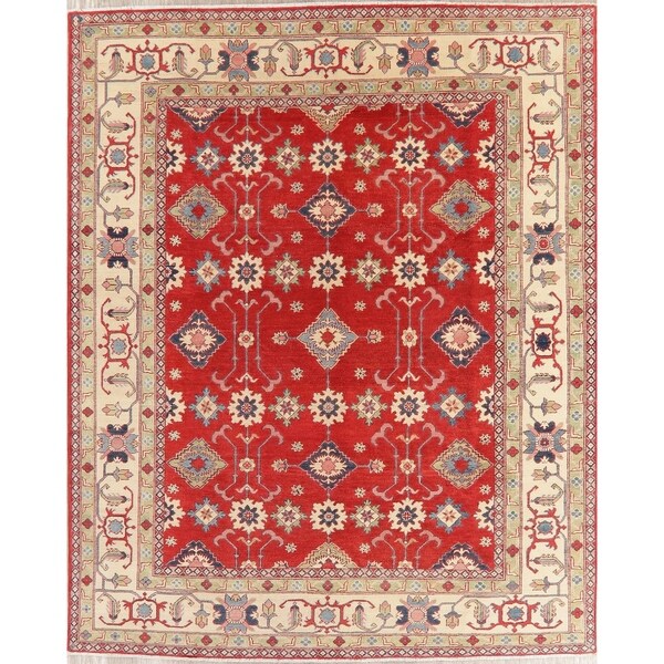 Kazak-Chechen Oriental Hand Knotted Wool Pakistani Area Rug - 9'9" x 7'11"