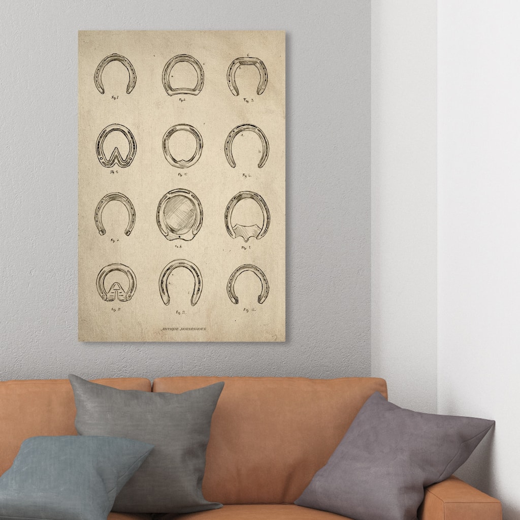Oliver Gal 'Antique Horseshoes' Animals Wall Art Canvas Print - Brown, Black