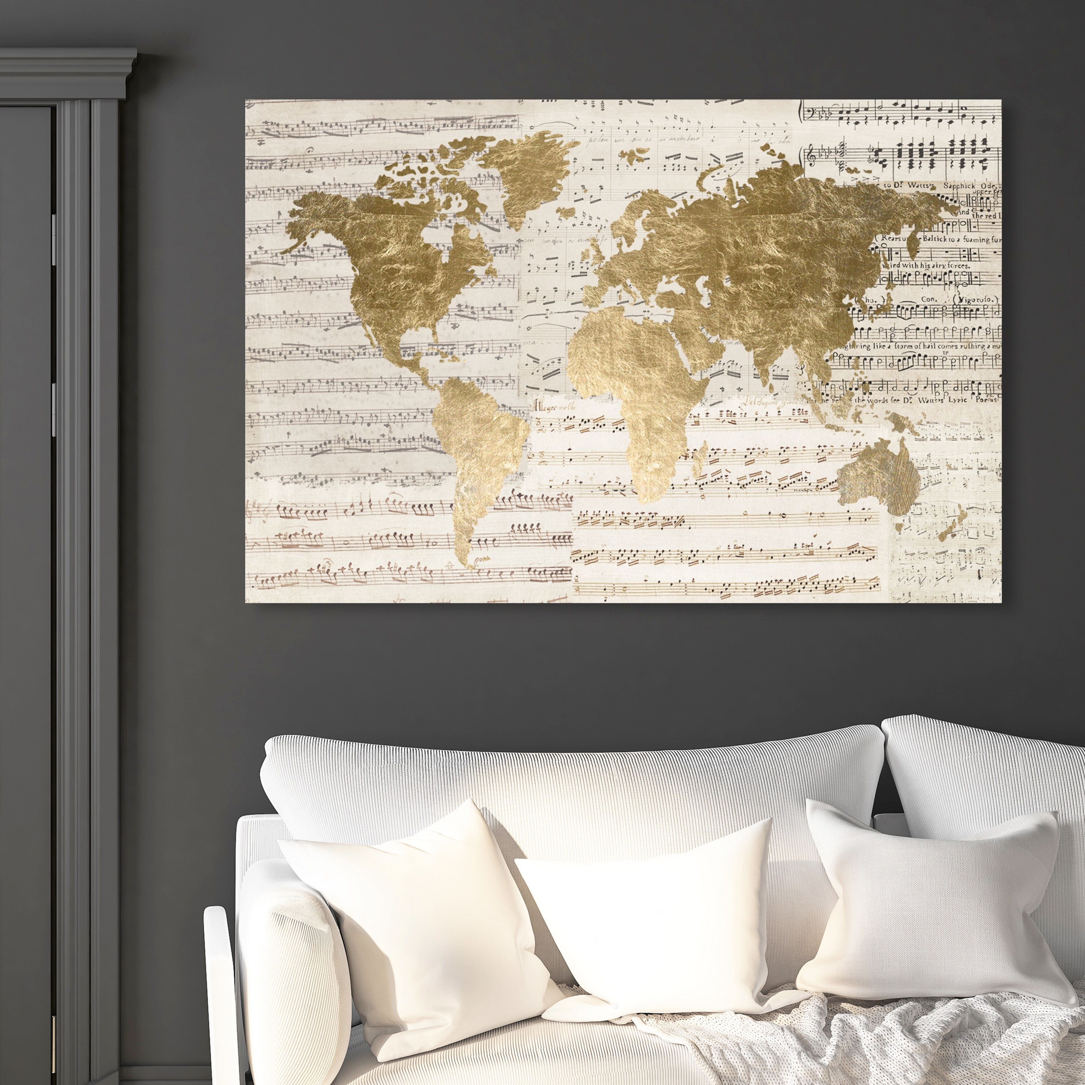 Oliver Gal 'Mapamundi Musicale Light' Maps and Flags Wall Art