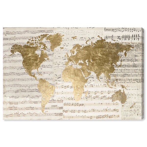 Oliver Gal 'Mapamundi Musicale Light' Maps and Flags Wall Art