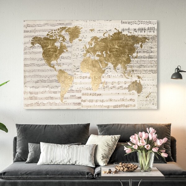 Oliver Gal 'Mapamundi Musicale Light' Maps and Flags Wall Art