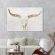 preview thumbnail 9 of 9, Oliver Gal 'Evening Desert Skull Sand' Animals Wall Art Canvas Print - Gold, White 54 x 36
