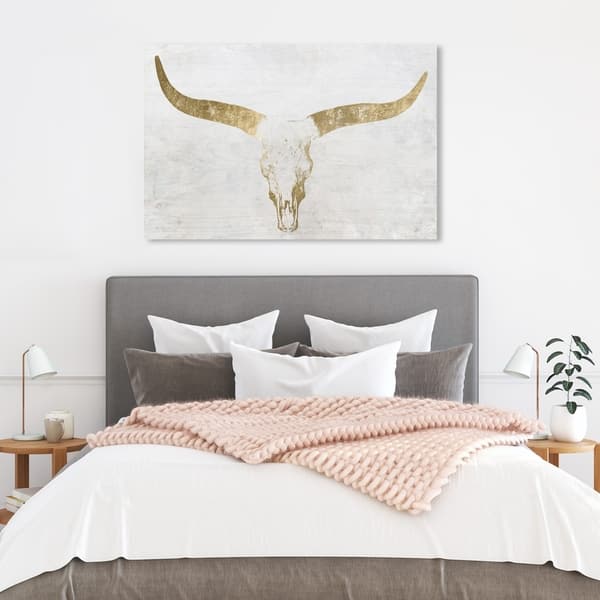 slide 2 of 11, Oliver Gal 'Evening Desert Skull Sand' Animals Wall Art Canvas Print - Gold, White 36 x 24