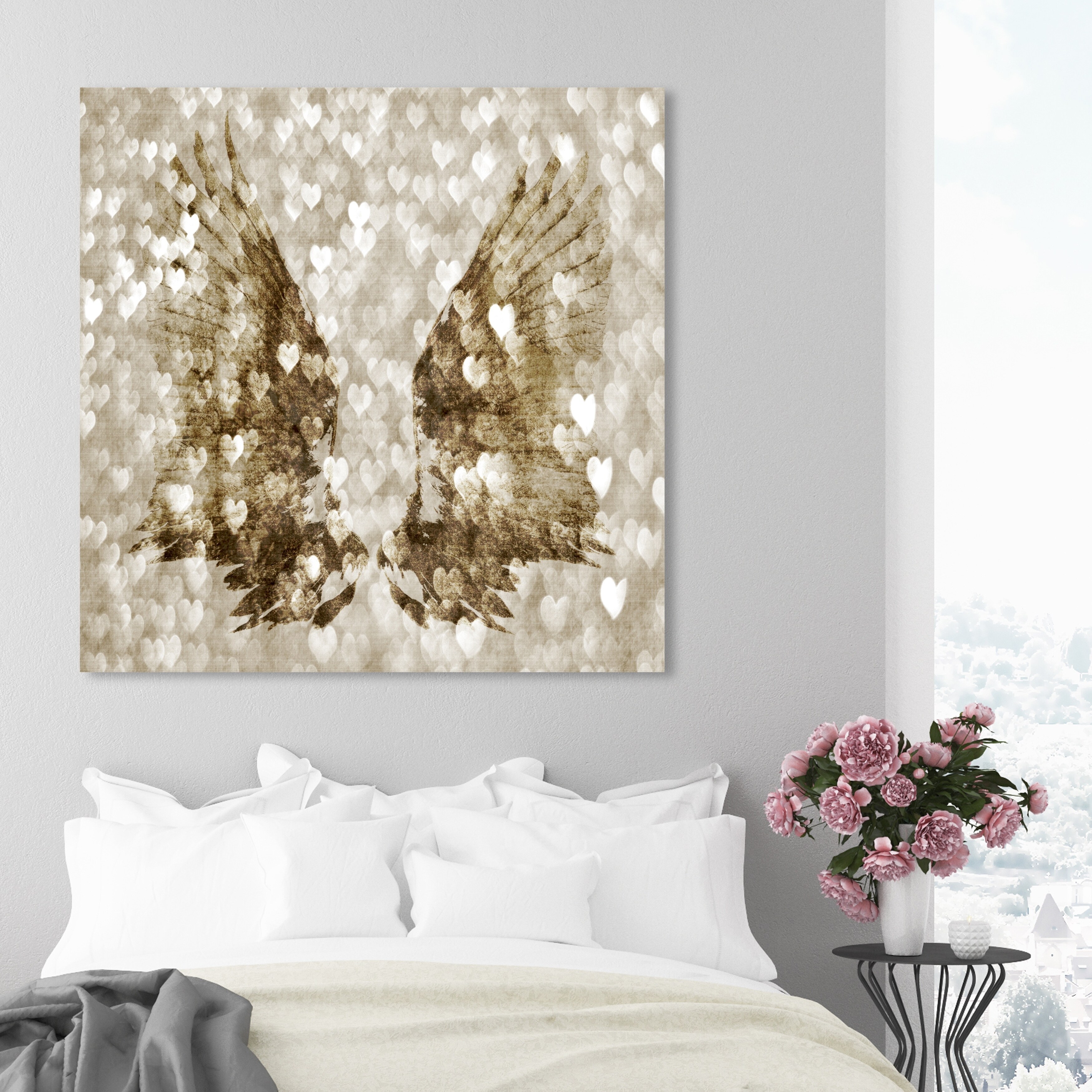 Wynwood Studio Prints Fashion and Glam Golden Fall Butterflies Gold and Metallic Gold Glam Wall Art Canvas Print - Black