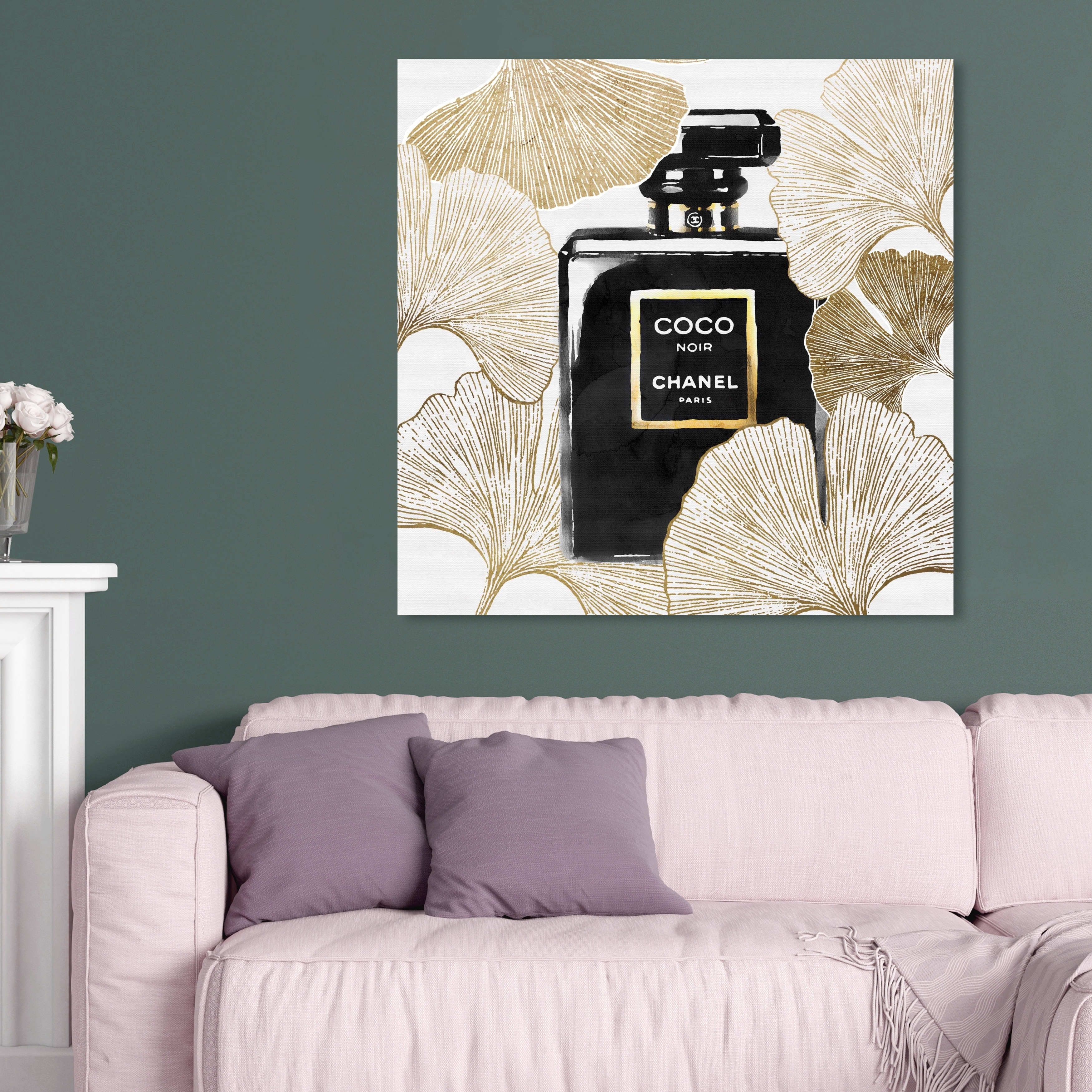 Oliver Gal 'Gold Ginkgo Perfume' Fashion and Glam Wall Art Canvas Print - Gold, Black