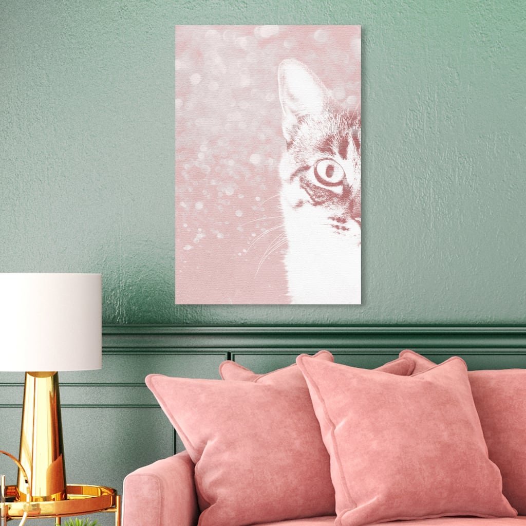 Oliver Gal 'Fancy Feline' Animals Wall Art Canvas Print - Pink, White