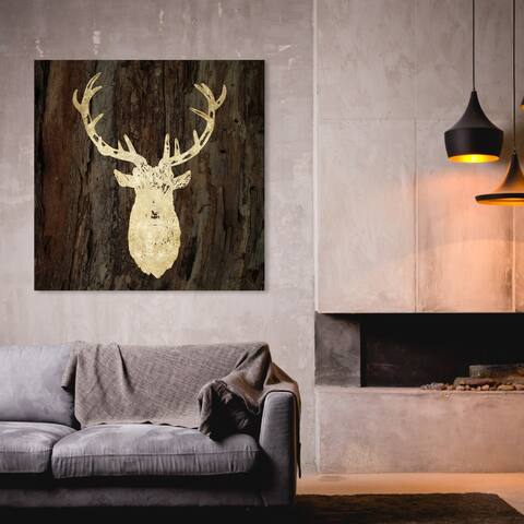 Oliver Gal 'Gold Stag' Animals Wall Art Canvas Print - Gold, Brown