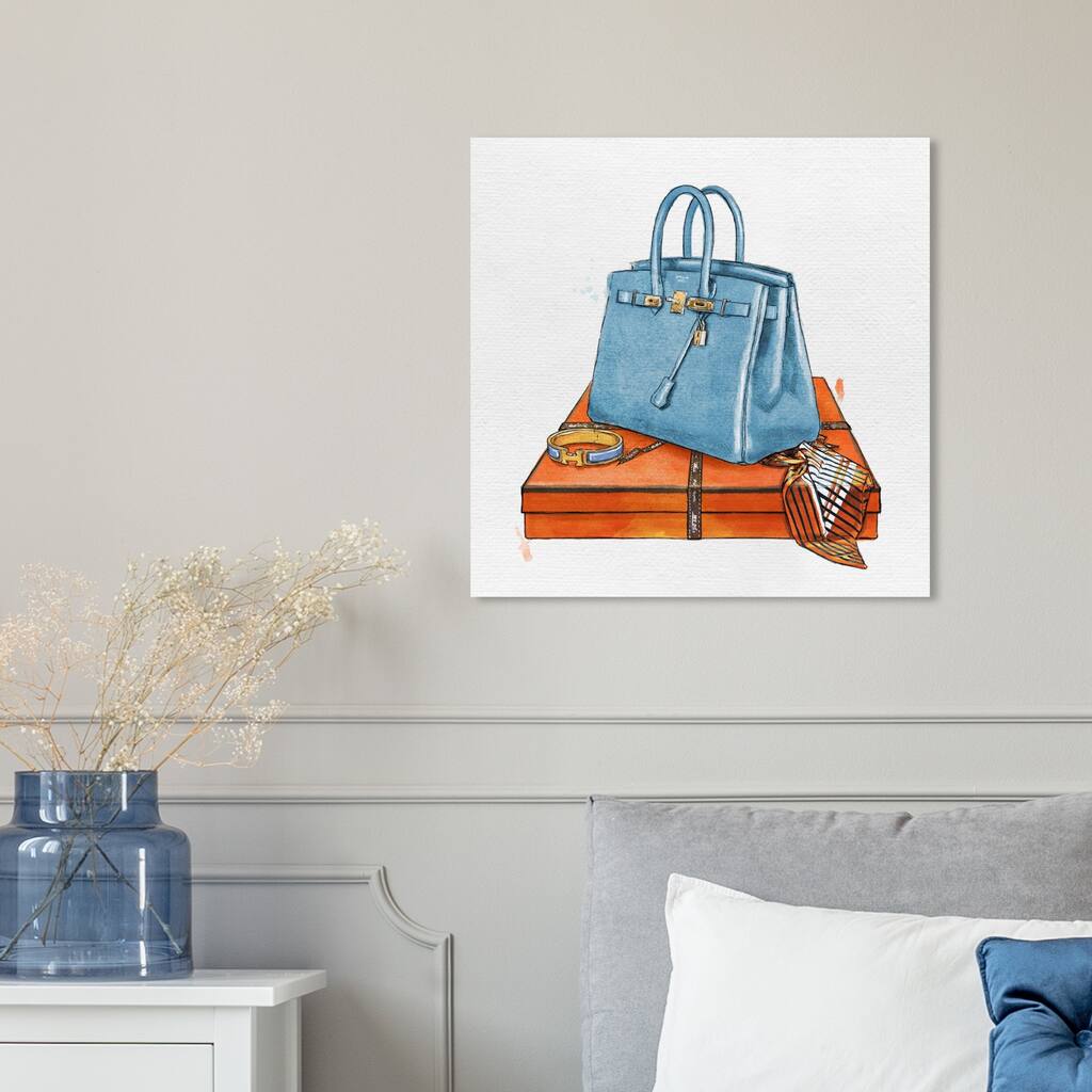 Oliver Gal 'My Bag Collection III' Fashion and Glam Wall Art Canvas Print - Blue, Orange