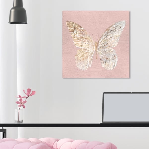 Shop Oliver Gal Golden Butterfly Glimmer Blush Animals Wall Art Canvas Print Pink Gold On Sale Overstock 28526093
