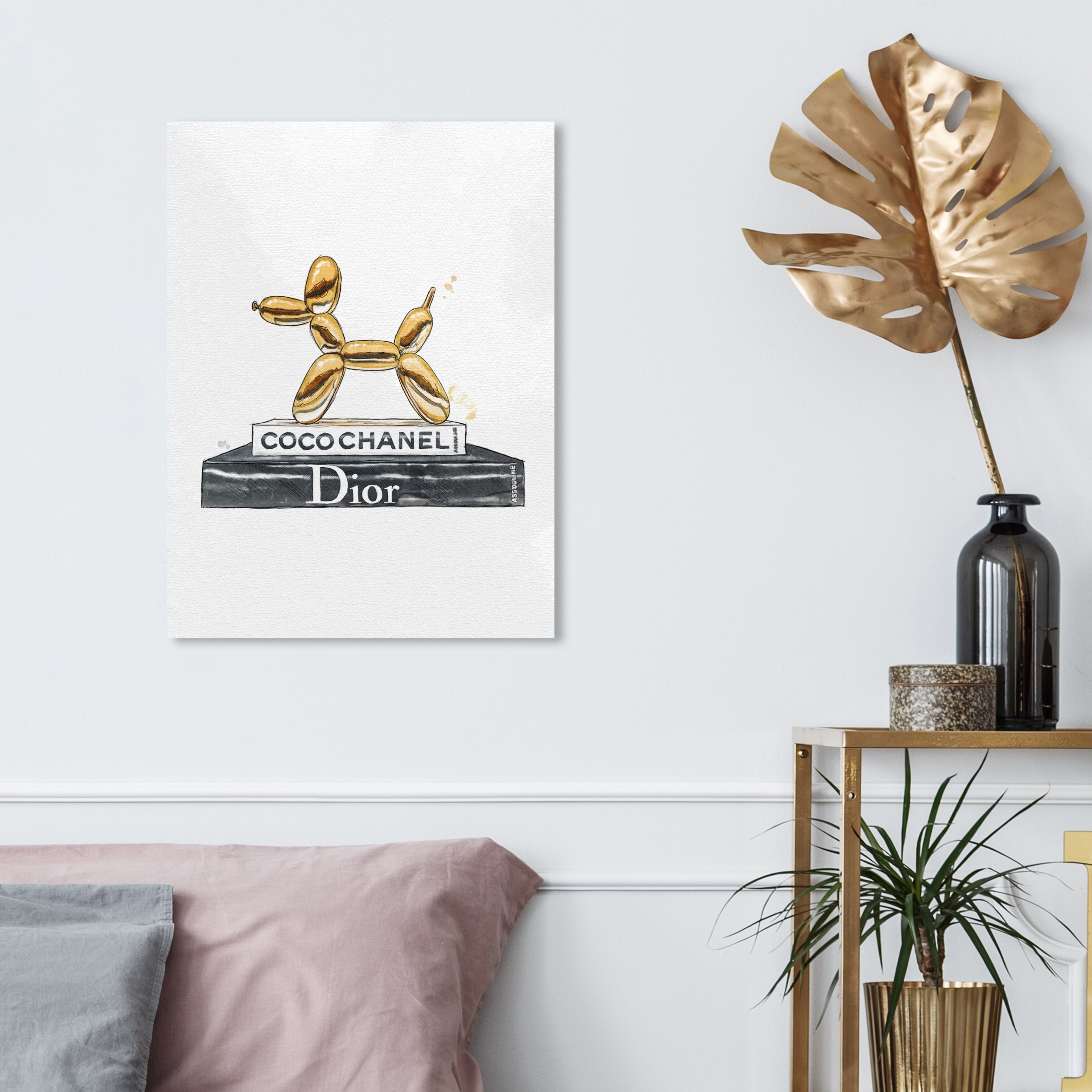 Oliver Gal 'Balloon Dog Library' Fashion and Glam Framed Wall Art Prints  Books - Gold, Gray - Bed Bath & Beyond - 31288694