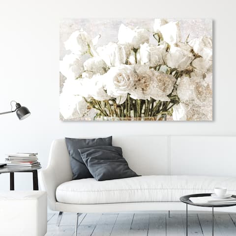 Oliver Gal 'Rose Gold Luxe Bouquet' Floral and Botanical Wall Art Canvas Print - White, Gold