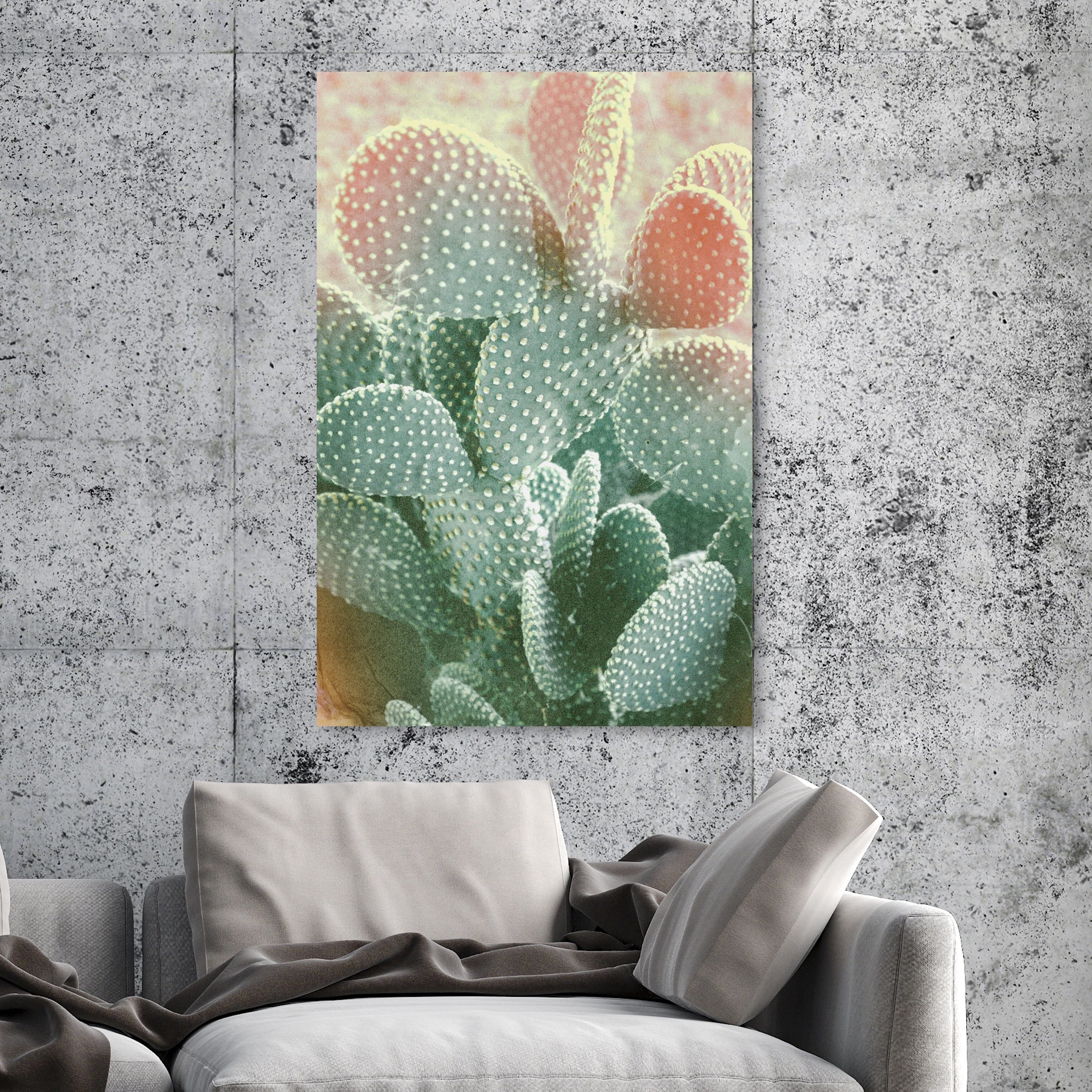 Oliver Gal 'Blushing Cactus' Floral and Botanical Wall Art Canvas Print - Green, Brown