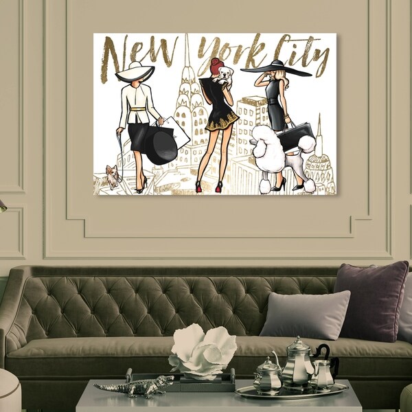 Oliver Gal 'NYC Girls and Pups' Fashion and Glam Wall Art Canvas