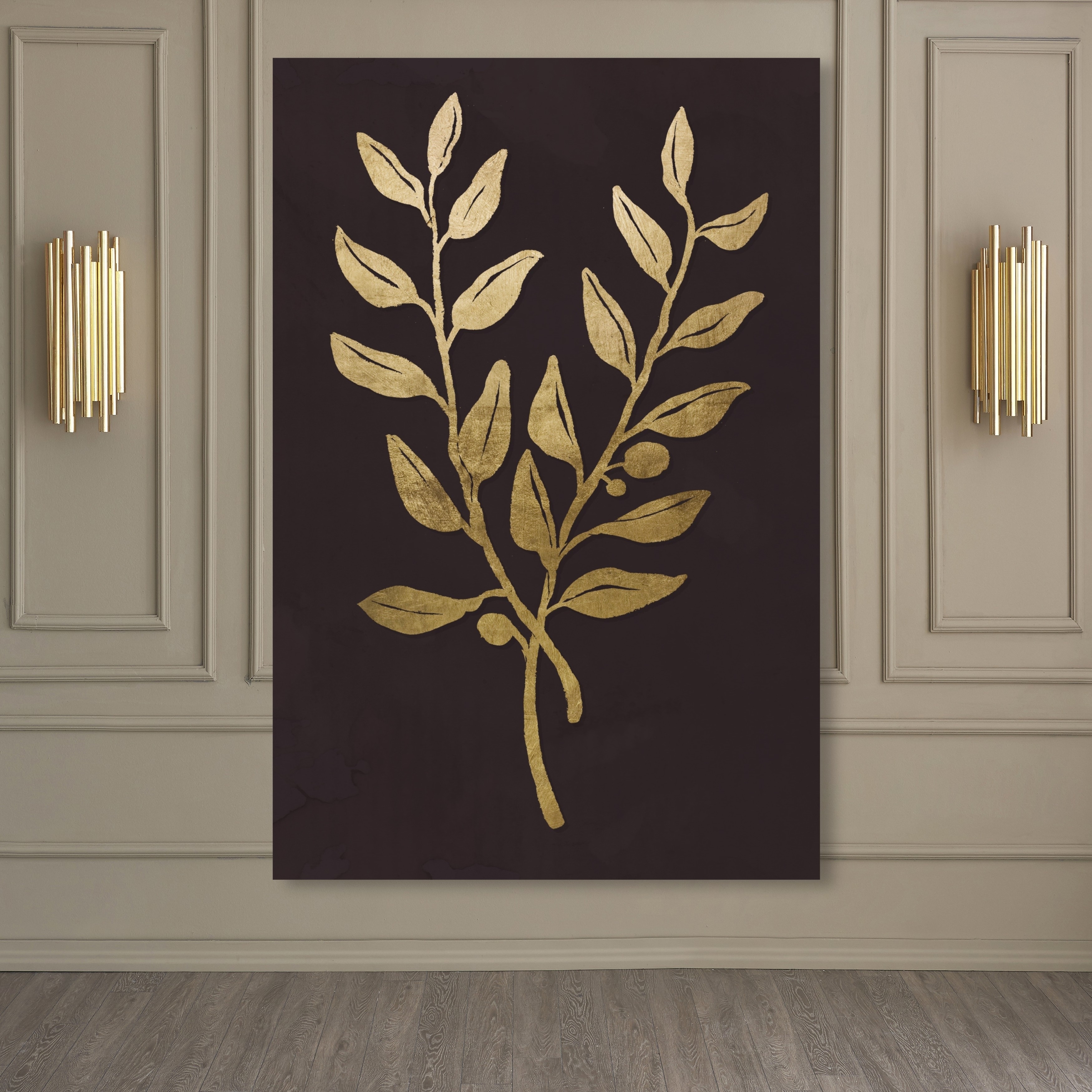 Oliver Gal 'Gold Leaves' Floral and Botanical Wall Art Canvas Print - Gold,  Black - Bed Bath & Beyond - 28526140