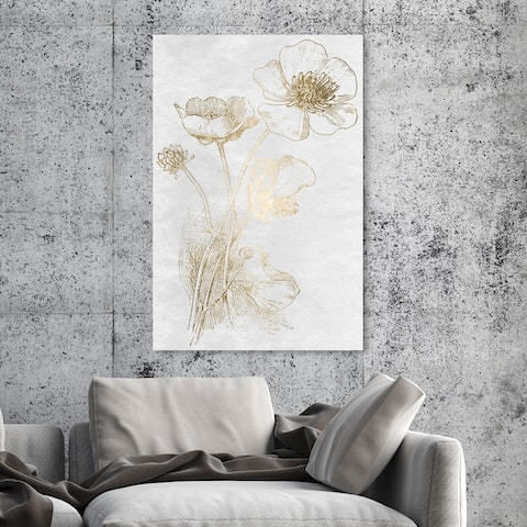 Oliver Gal 'Poppy Sketch Gold' Floral and Botanical Wall Art Canvas Print - Gold, White
