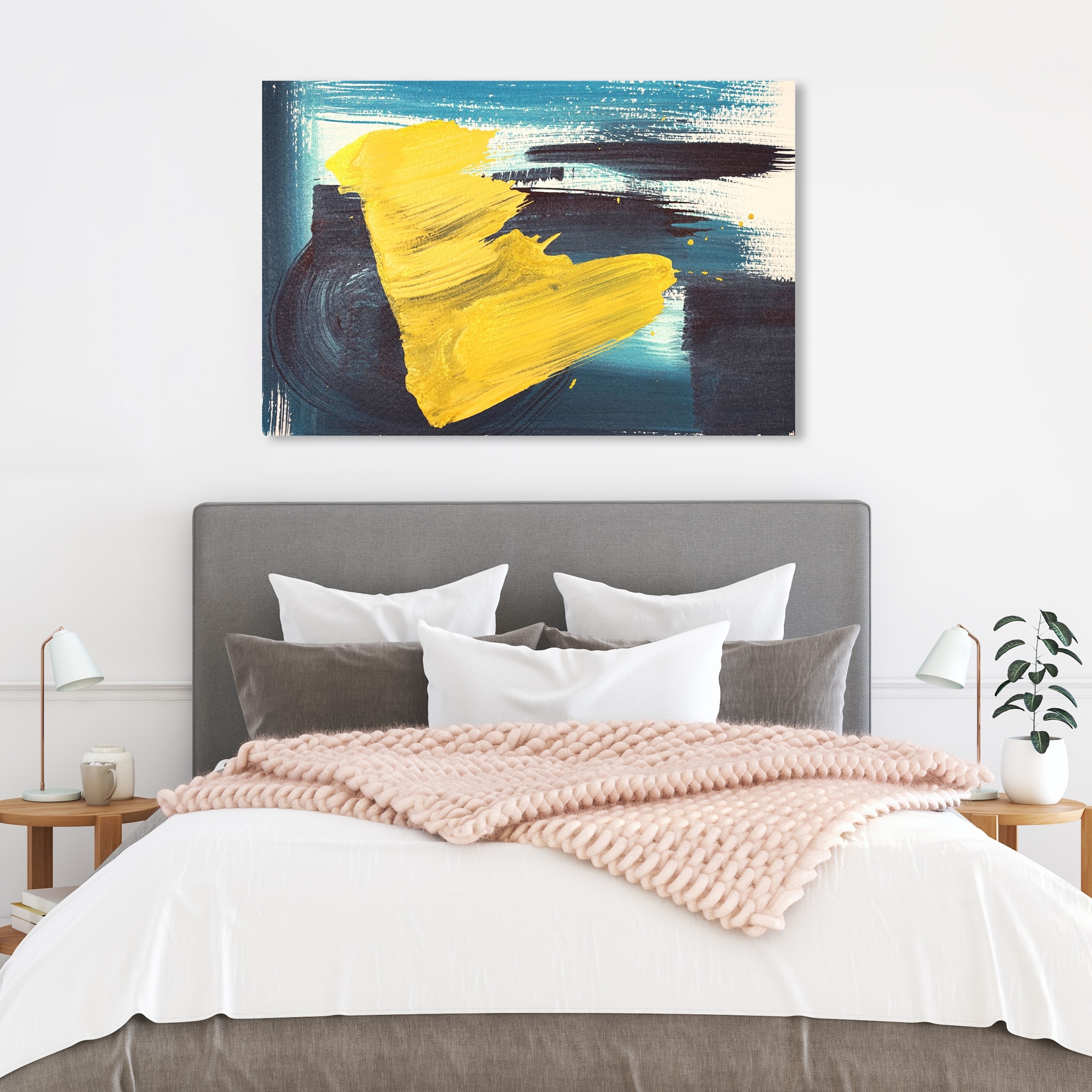 Oliver Gal 'Mojacar' Abstract Wall Art Canvas Print - Yellow, Blue