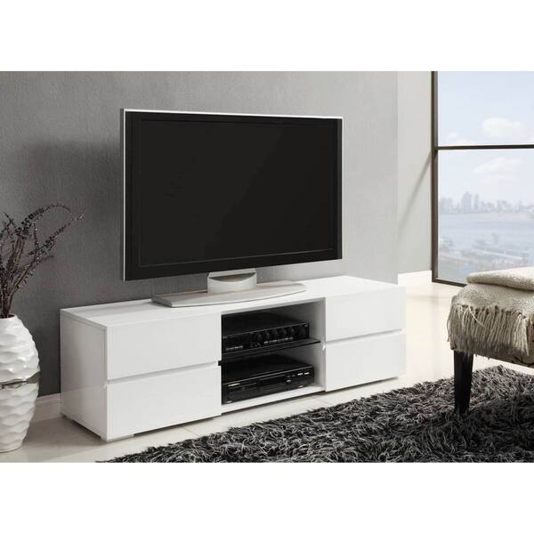 Shop Modern Design Glossy White Entertainment Center Tv Console