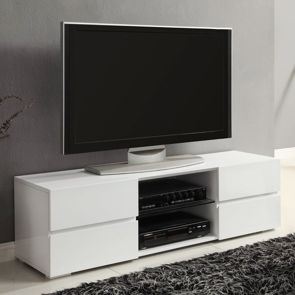 A Line Furniture Modern Design Glossy White Entertainment Center TV Console with Drawers