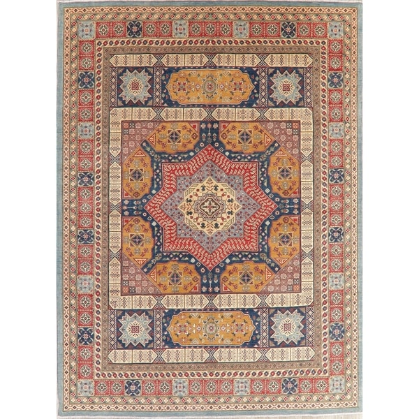 Kazak-Chechen Oriental Hand Knotted Wool Pakistani Area Rug - 12'4" x 8'11"