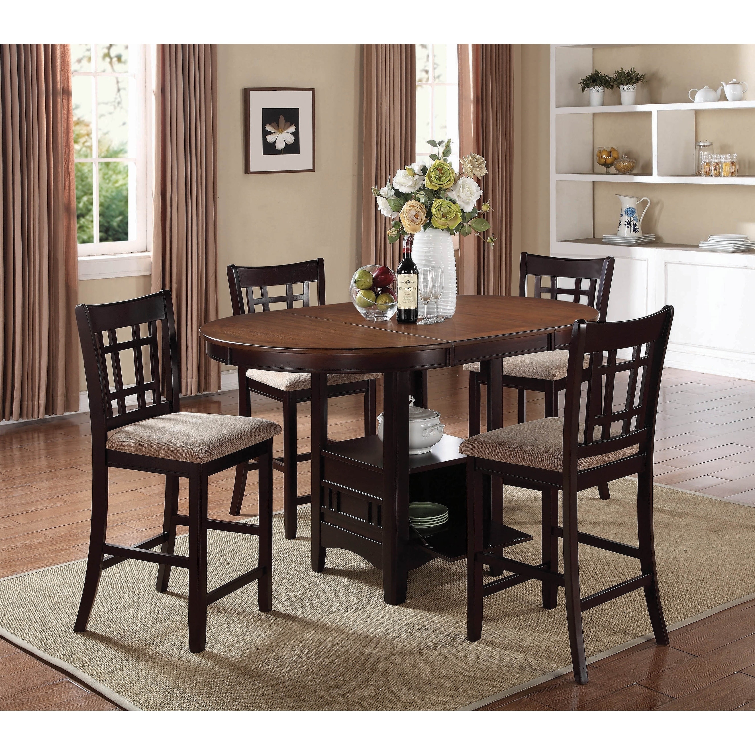 Danford Tan And Espresso 7 Piece Counter Height Dining Set