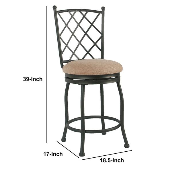 Metal Framed Counter Stool with Fabric Upholstered seat and Designer ...