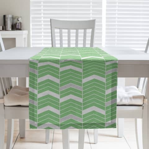 Two Color Lined Chevrons Table Runner