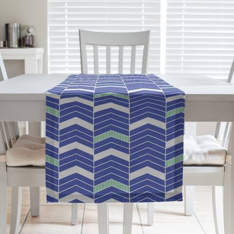 Two Color Lined Chevrons Table Runner