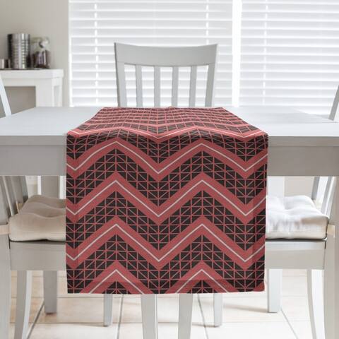 Reverse Color Accent Hand Drawn Chevrons Table Runner