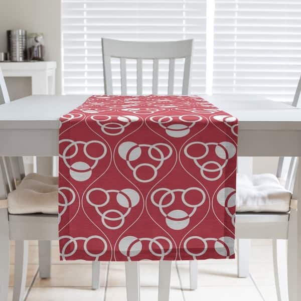 slide 1 of 22, Classic Circles & Waves Table Runner 16 x 72 - Cotton Blend - Red