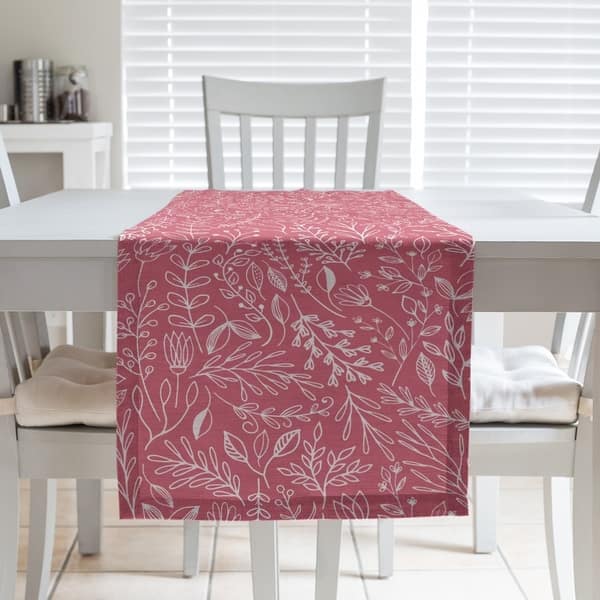 slide 2 of 16, Classic Ditsy Floral Pattern Table Runner 16 x 90 - Cotton Blend - Red