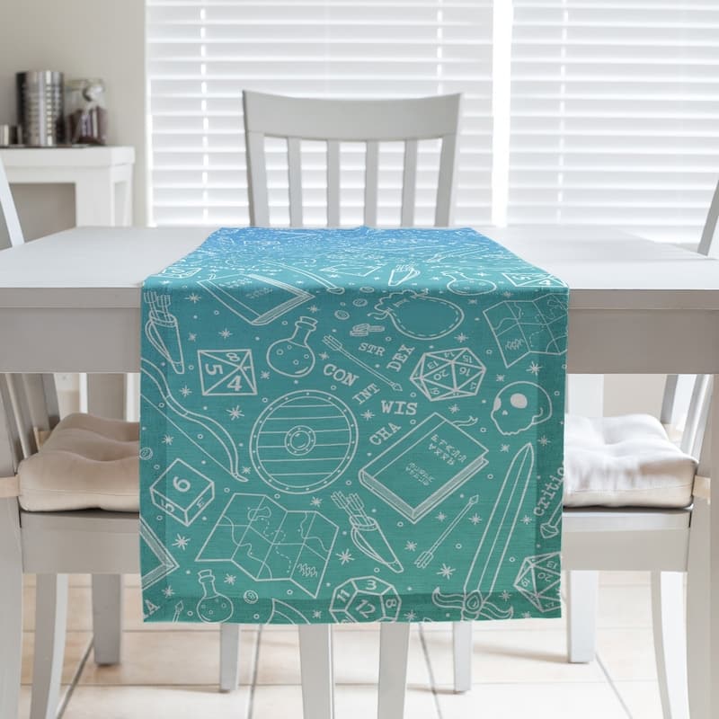 Ombre RPG Pattern Table Runner - 16 x 72 - Cotton Blend - Blue & Green