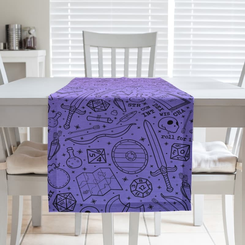 Ombre RPG Pattern Table Runner - 16 x 72 - Cotton Blend - Purple & Blue with Black