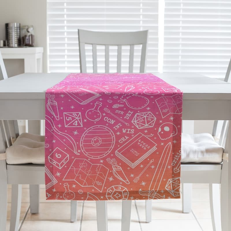 Ombre RPG Pattern Table Runner - 16 x 72 - Cotton Blend - Pink & Orange