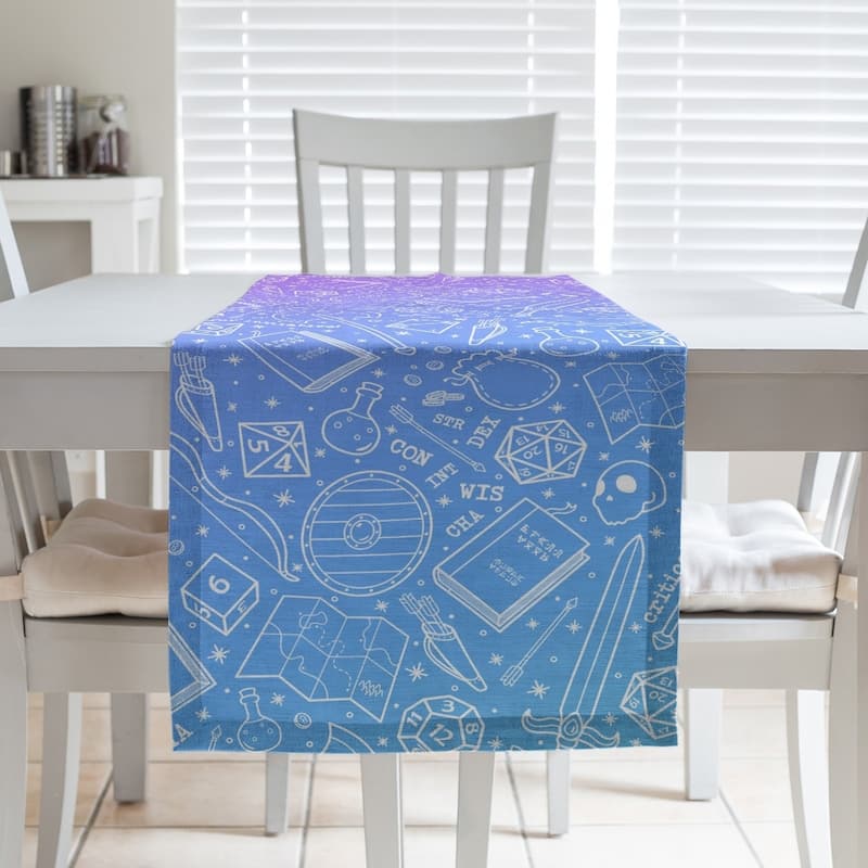 Ombre RPG Pattern Table Runner - 16 x 72 - Polyester - Peacock Ombre