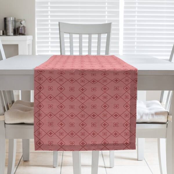 slide 2 of 22, Monochrome Doily Pattern Table Runner 16 x 72 - Cotton Blend - Red