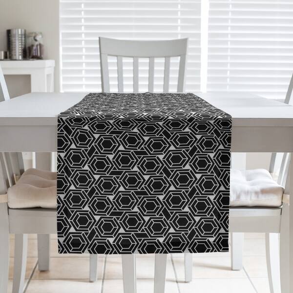 slide 2 of 32, Classic Hexagonal Lattice Table Runner 16 x 72 - Cotton Blend - Black