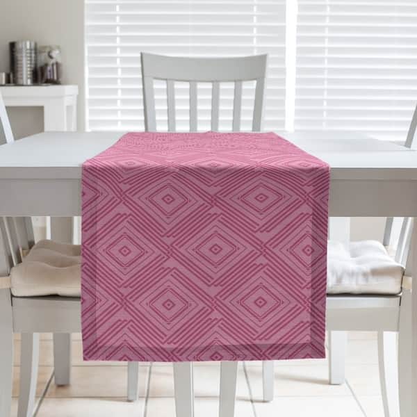 slide 2 of 30, Square Maze Table Runner 16 x 72 - Polyester - Pink