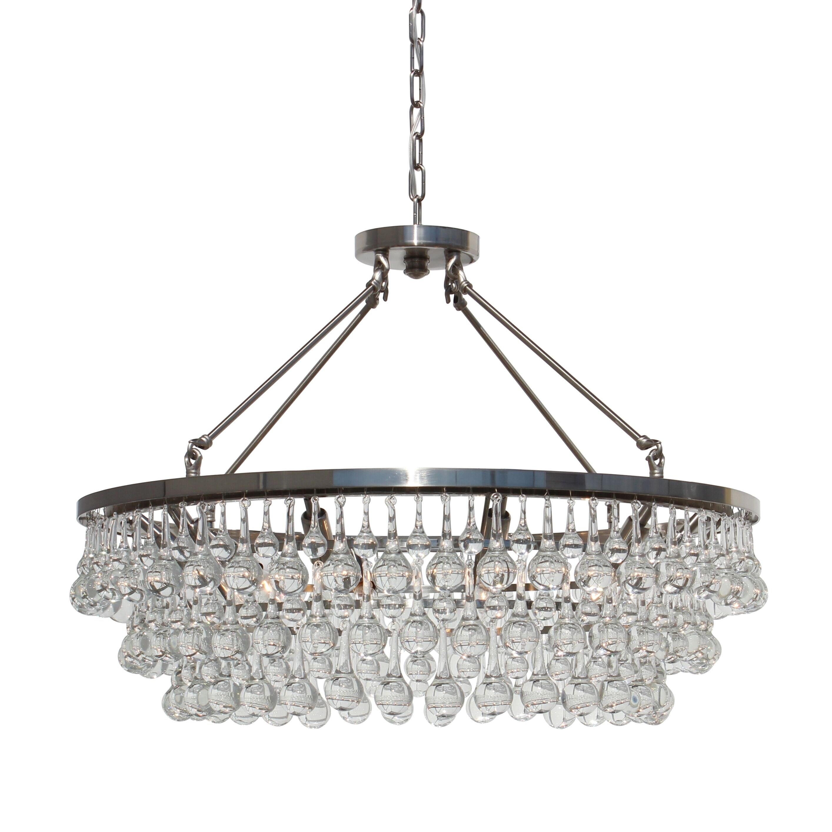 Celeste Glass Drop Crystal Chandelier, Brushed Nickel - Brushed nickel - Chandeliers For Bedrooms by Overstock.com
