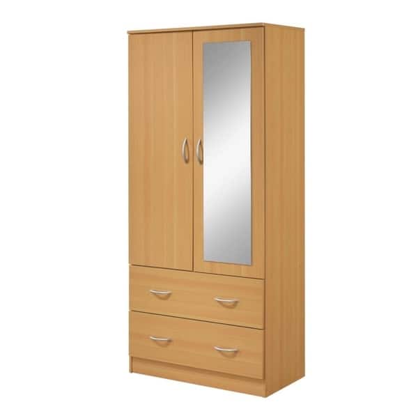 Shop Hodedah 2 Door Armoire With 2 Drawers Mirror And Clothing