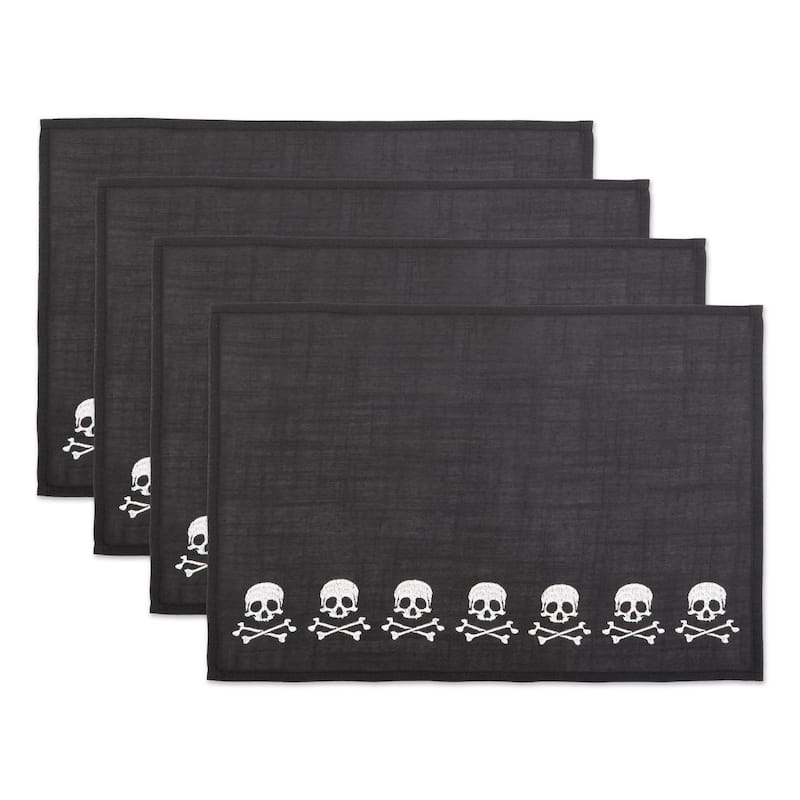 DII Skulls Embroidered Placemat (Set of 4) - Skull - Set of 4