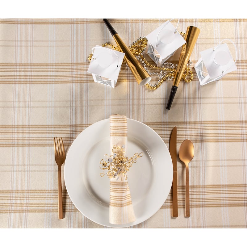 DII Cream Metallic Plaid Napkin (Set of 6)