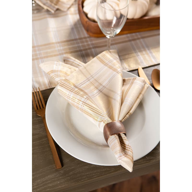 DII Cream Metallic Plaid Napkin (Set of 6)