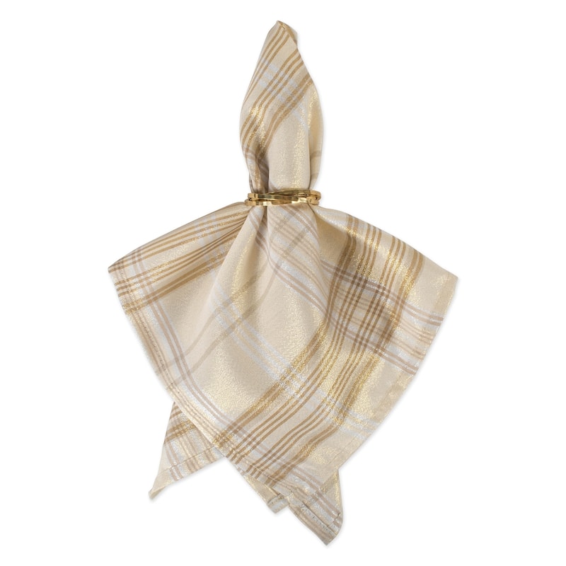 DII Cream Metallic Plaid Napkin (Set of 6)
