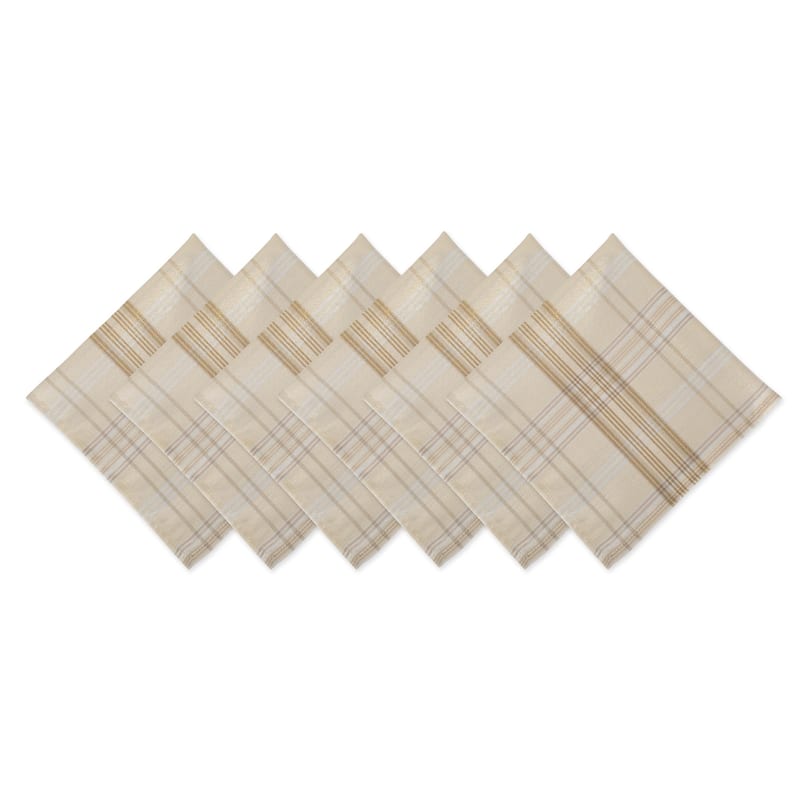 DII Cream Metallic Plaid Napkin (Set of 6)